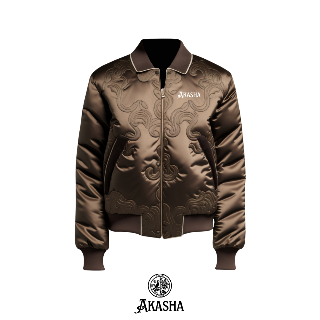 Brown Satin Bomber Jacket